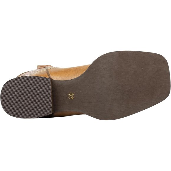 Brown Wide Square Toe Mid Calf Ladies Western Cowgirl Boots Cowboy Boots - Picture 7 of 9